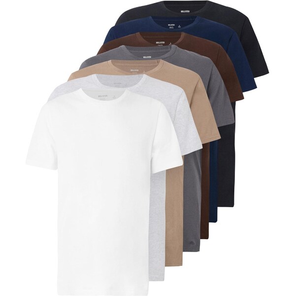 HOLLISTER Tričko námornícka modrá / hnedá / sivá / tmavošedá / čierna 66120607