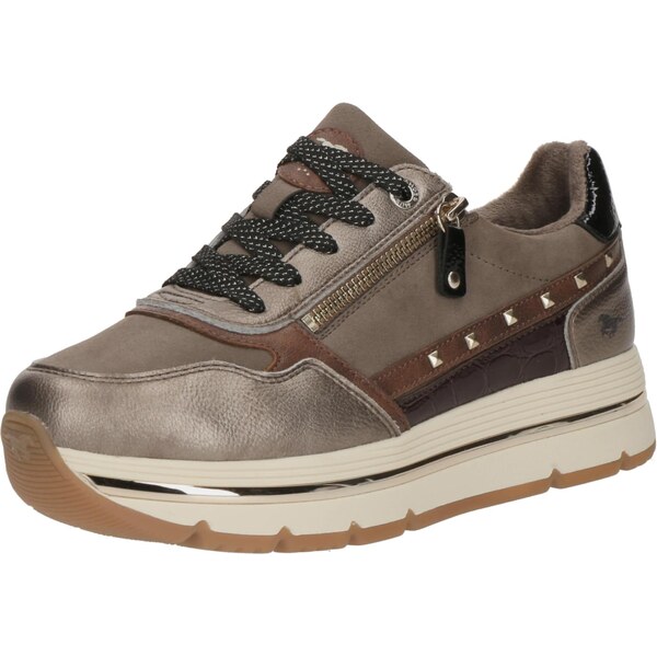 MUSTANG Športové šnurovacie topánky Mustang tmavošedá / bordová / 66120742