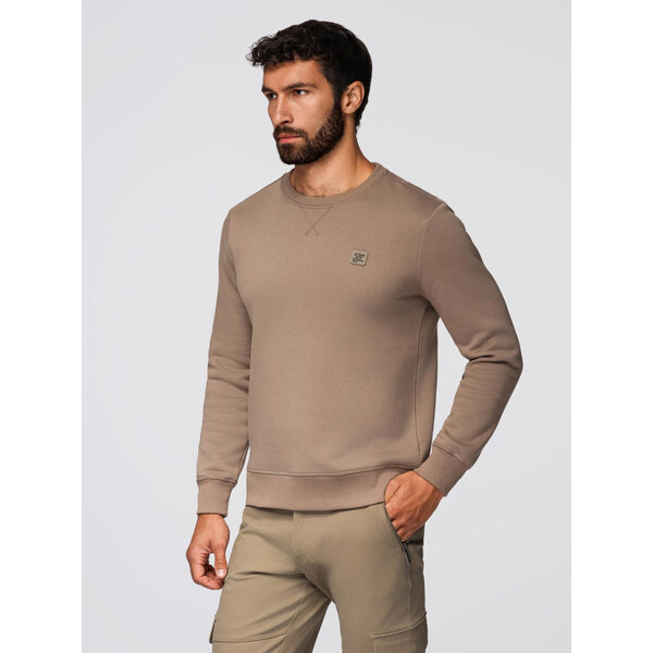 Ombre Classic mens sweatshirt with round neckline - light brown 66126893