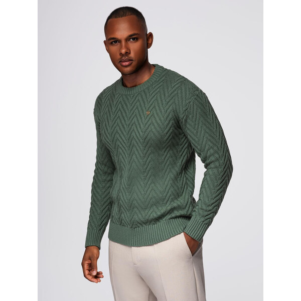 Ombre Mens knit sweater with zigzag weave - faded green 66134760