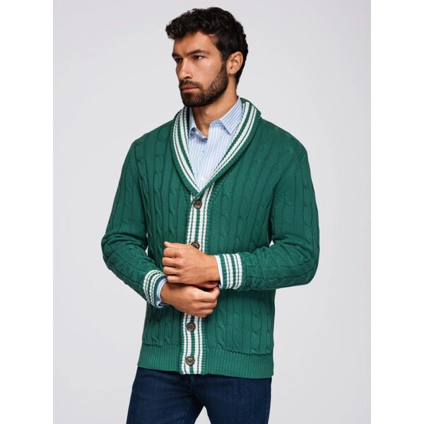 Ombre Clothing Pletený sveter pre mužov zelený V2 OM-SWCD-0152 66127833