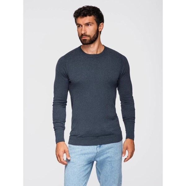 Ombre Clothing Klasický modrý sveter s okrúhlym výstrihom V16 SWBS 66127839