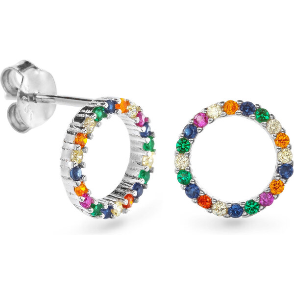 AGAIN Jewelry Strieborné náušnice s farebnými kubickými zirkónmi 66589810