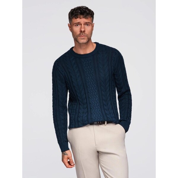 Ombre Clothing Modrý vzorovaný pánsky sveter V5 OM-SWSW-0173 66131008