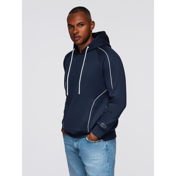 Ombre Mens sweatshirt with contrast stitching and hood - navy blue 66185693