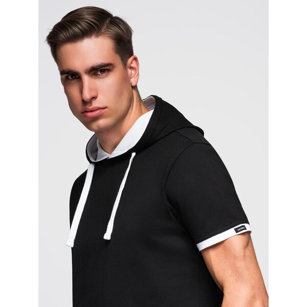 Ombre Mens cotton hooded t-shirt - black 66185689