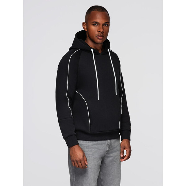 Ombre Mens sweatshirt with contrast stitching and hood - black 66195240