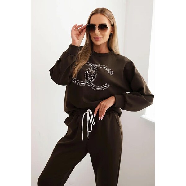 MladaModa Viskózová tepláková súprava model 21517 hnedá 65082423