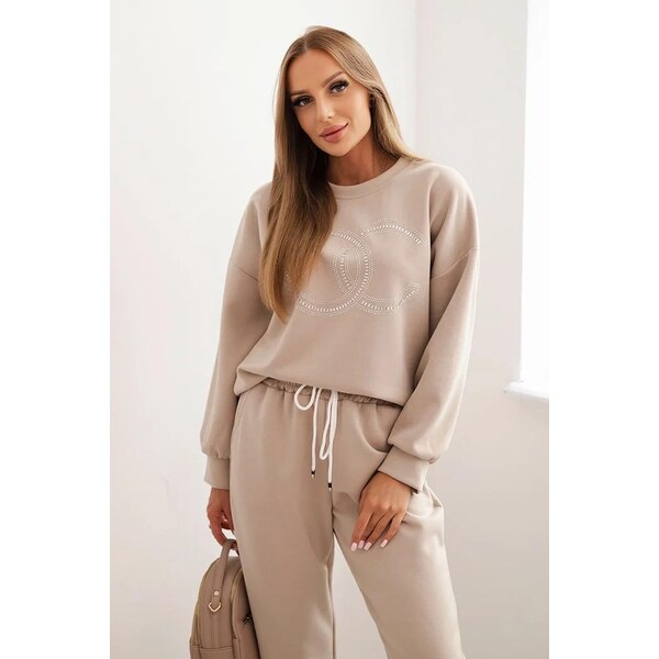 MladaModa Viskózová tepláková súprava model 21517 béžová 65082425