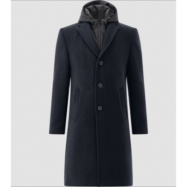 Pánsky modrý kabát s odopínateľnou vsadkou s kapucňou CLUB OF GENTS 66133237