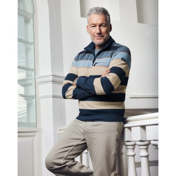 Pánska modrá pruhovaná troyer mikina HAJO 66133241