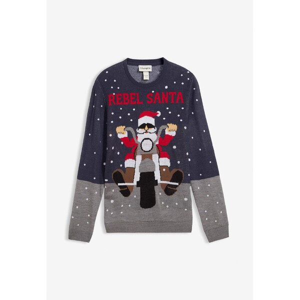 bonprix Pulóver s vianočným motívom, farba modrá 46496942