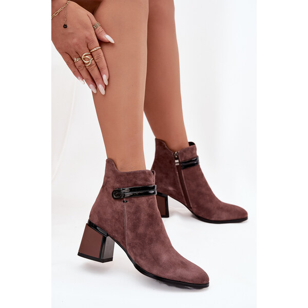 D&A Semišové členkové topánky na podpätku 66473417