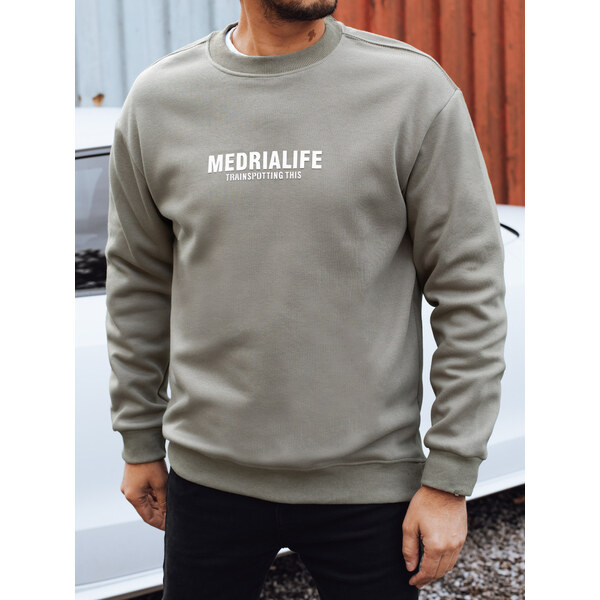 BASIC Khaki pánska mikina s potlačou BX5929 66135978