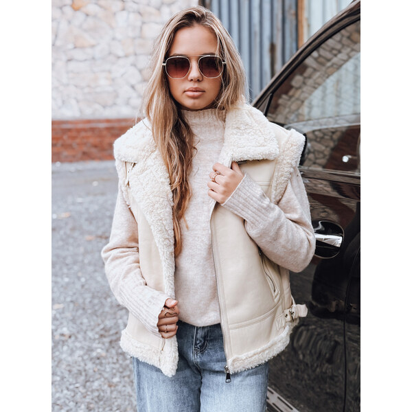 BASIC Smotanová dámska koženková vesta s kožúškom TY5238 66135965