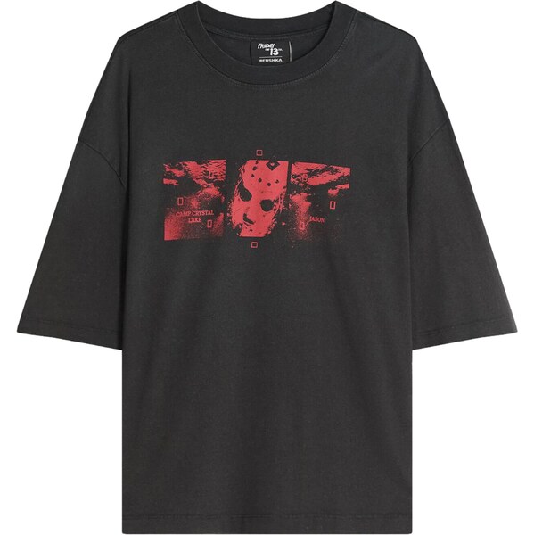 Bershka Tričko červená / čierna 66146676