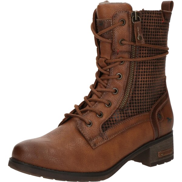 MUSTANG Šnurovacie členkové čižmy koňaková / čierna 66146782