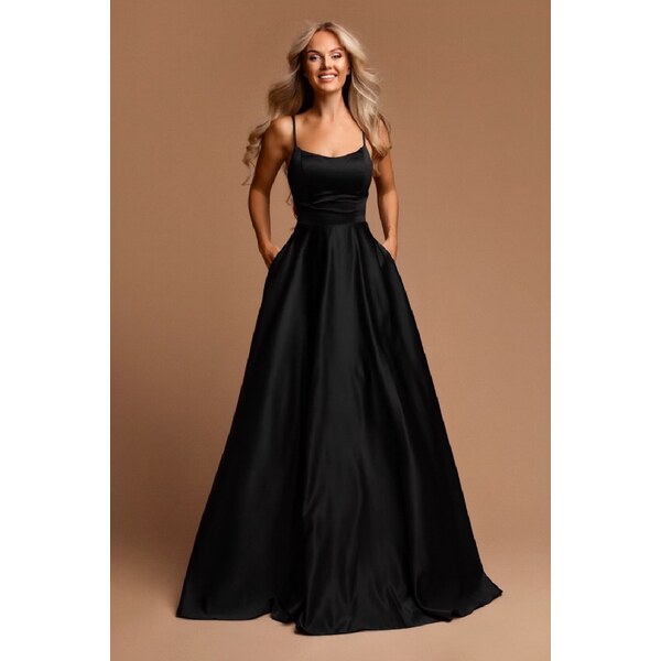 miadresses.sk Čierne spoločenské šaty na ramienka 66981474