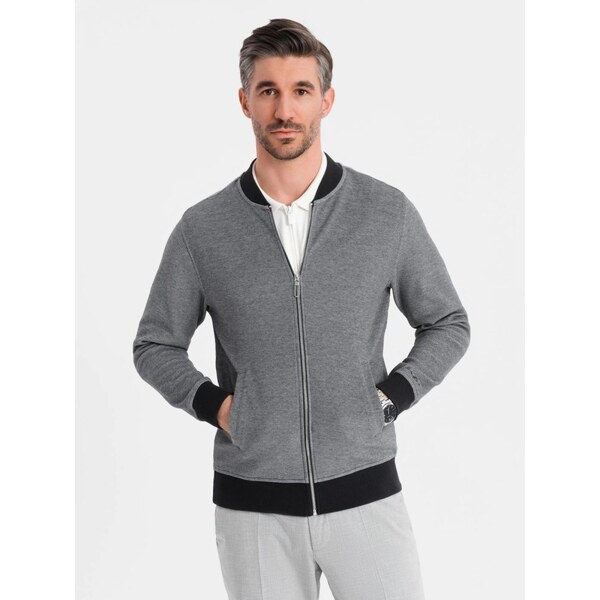 Ombre Clothing Elegantná čierna pánska mikina bez kapucne v1 om-sszp 66148203