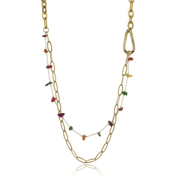 Marc Malone Dvojitý pozlátený náhrdelník s farebnými kamienkami 66591245