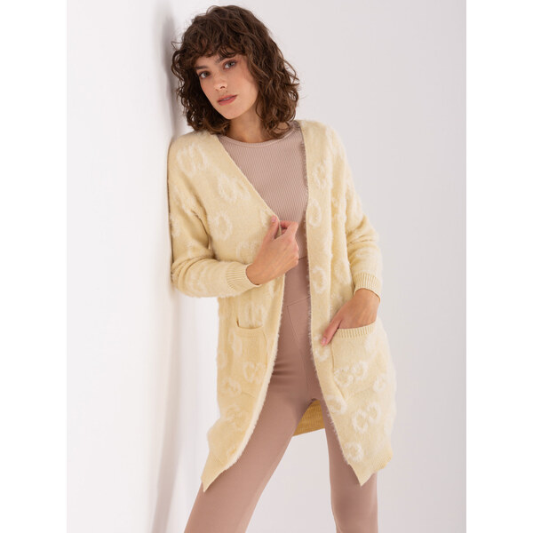 ITALY MODA Svetlobéžový kardigán so vzorom -AT-SW-234502.38X-light 57953707