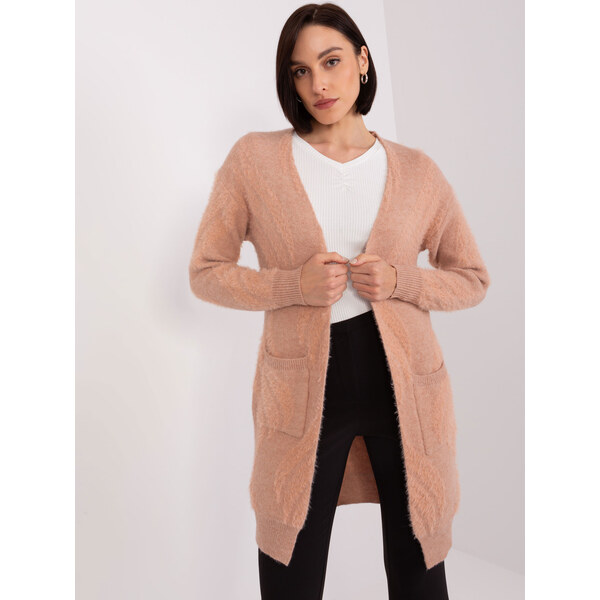 ITALY MODA Marhuľový mäkký kardigán s vreckami -AT-SW-234501.00P-peach 57953824