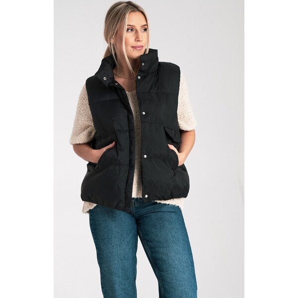 FIGL Čierna dámska prešívaná vesta s vreckami M1115 Black 66149685