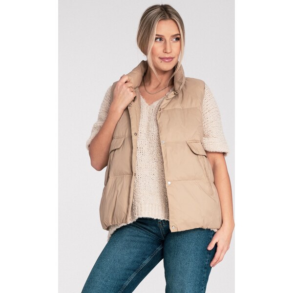 FIGL Béžová dámska prešívaná vesta s vreckami M1115 Beige 66149686