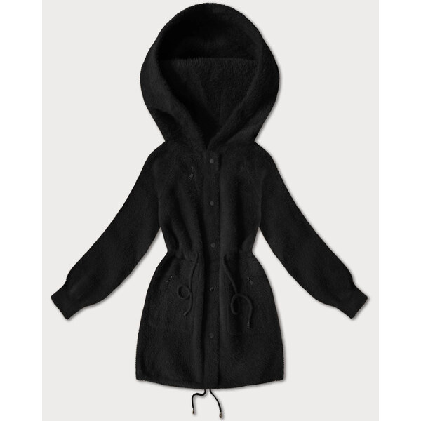 MHM Čierna bunda z alpakovej vlny (W017#) 66656107