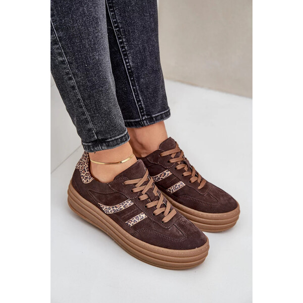 Kesi Zazoo N1176 Semišové tenisky na platforme s leopardím vzorom 66656288