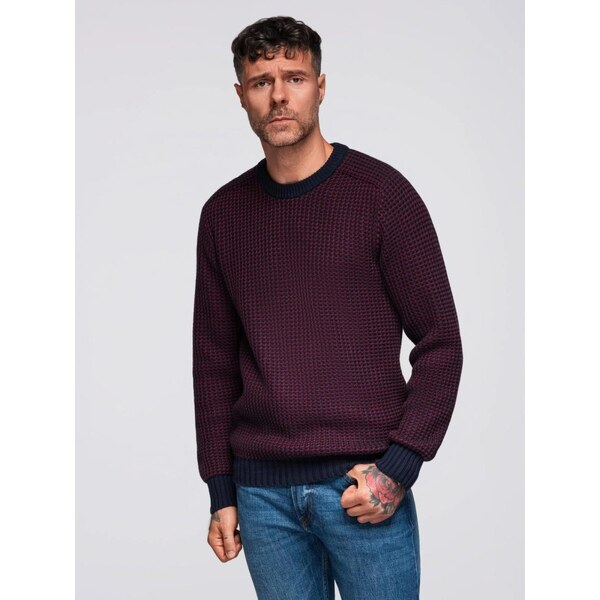 Ombre Clothing Cool pánsky sveter na bežné nosenie bordový V1 OM-SWSW 66152937