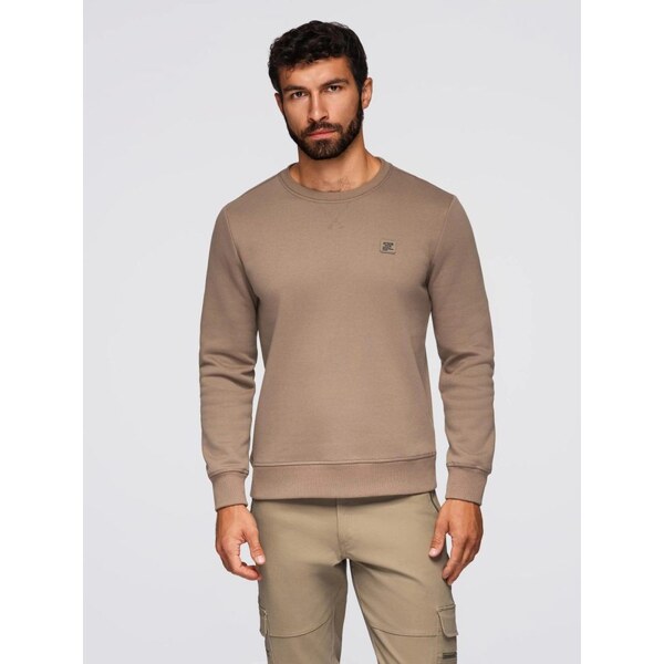 Ombre Clothing Béžová mikina pre mužov bez kapucne V3 OM-SSNZ-0243 66152932