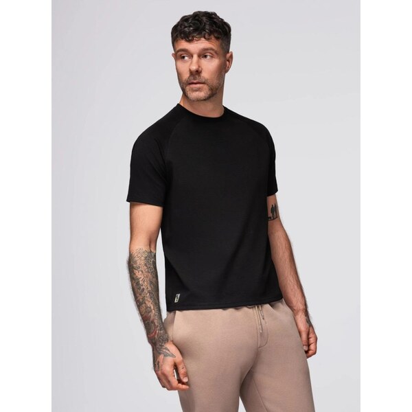 Ombre Clothing Basic čierne tričko s krátkym rukávom V2 TSCT-0240 66152963