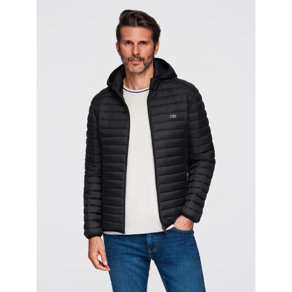Ombre Clothing Prechodná prešívaná bunda pre mužov čierna OM-JALP-0295 66152948