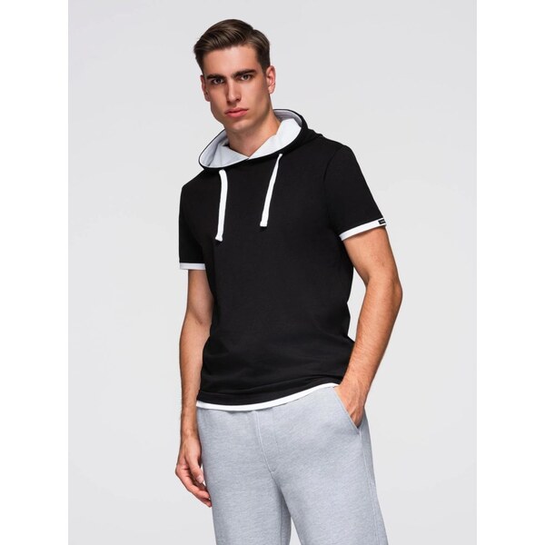 Ombre Clothing Jedinečné čierne tričko s kapucňou V9 TSCT-0256 66152960