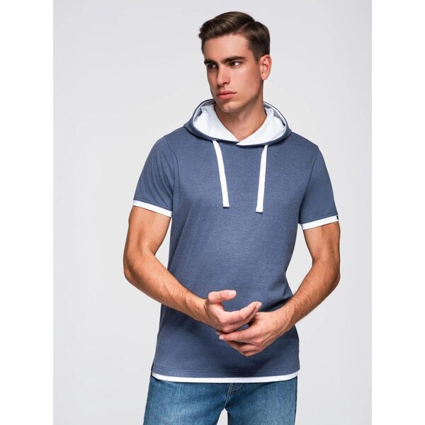 Ombre Clothing Jedinečné modré tričko s kapucňou V12 TSCT-0256 66152961