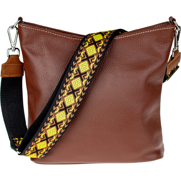 Hnedá kožená talianska crossbody kabelka Amalia Marrone I NovaKabelka 66155024