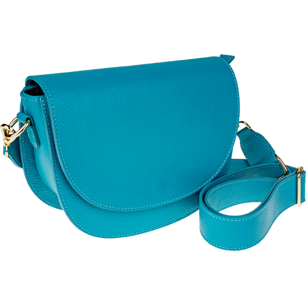 Modrá kožená talianska crossbody kabelka Ramona Smeraldo NovaKabelka 66155025