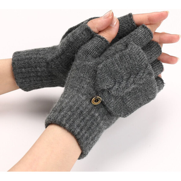Lifestyle Dámske rukavice bez prstov s chlopňou Euloge Šedé 65228242