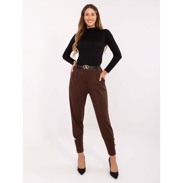BASIC Hnedé dámske viskózové tepláky s opaskom IT-SP-21679.03-dark 66157518