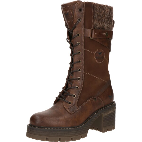 MUSTANG Šnurovacie čižmy hnedá / hnedá melírovaná 66164704