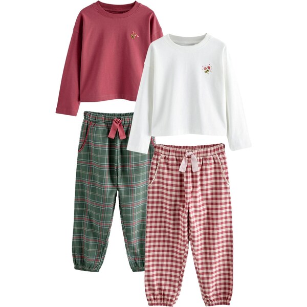 Next Pyžamo zelená / burgundská / šedobiela 66172076