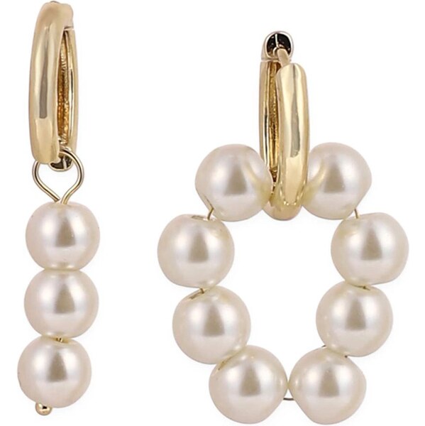 SOHI Náušnice Mishka zlatá / perlovo biela 66172156