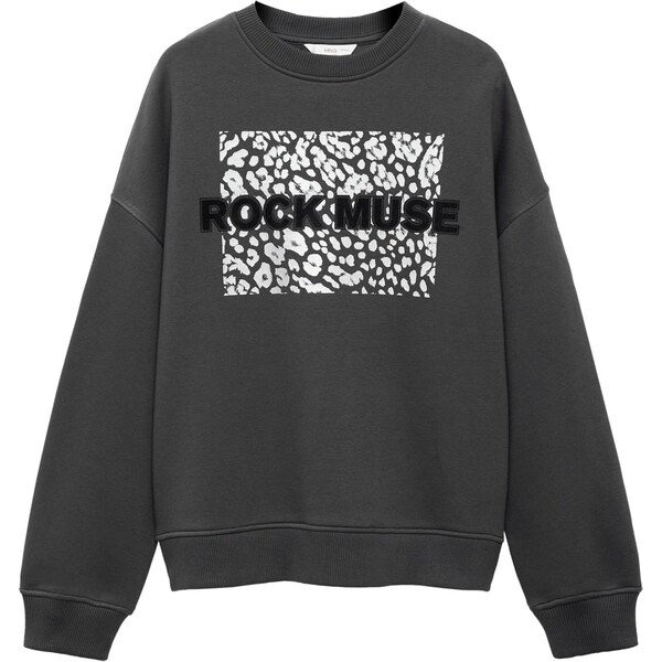 MANGO TEEN Mikina MUSE antracitová / čierna / biela 66172281