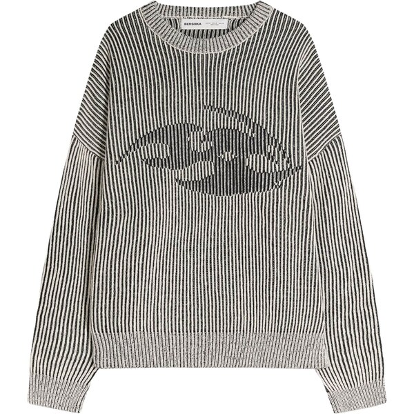 Bershka Sveter sivá / čierna 66173486