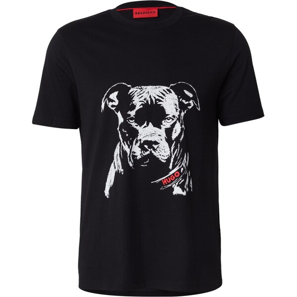 HUGO Tričko Dubrox červená / čierna / biela 66173660