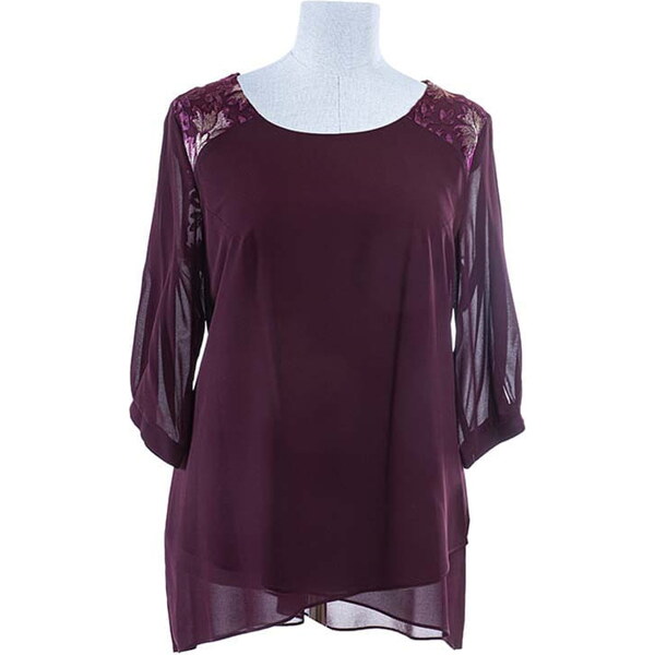 (veľ. 52) Tunika so striebristou čipkou fialová 66177424