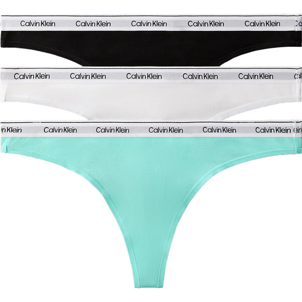 CALVIN KLEIN - tangá 3PACK Icon logo stretch cotton black & beau blue 66177843