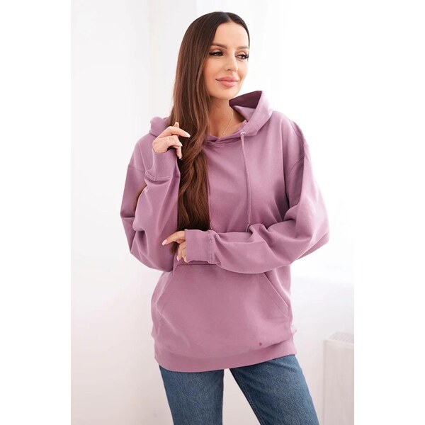MladaModa Bavlnená mikina s kapucňou a klokankou HIT01 staroružová 66178053
