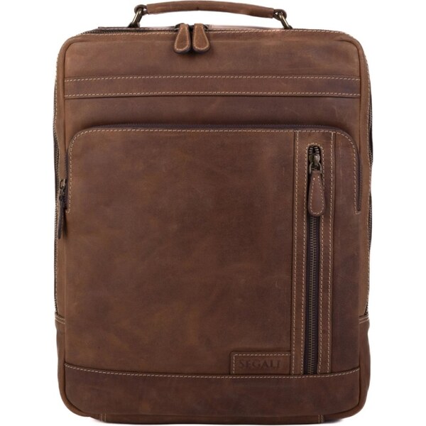 SEGALI Kožený batoh na notebook UNISEX 28278 hnedý 66183390